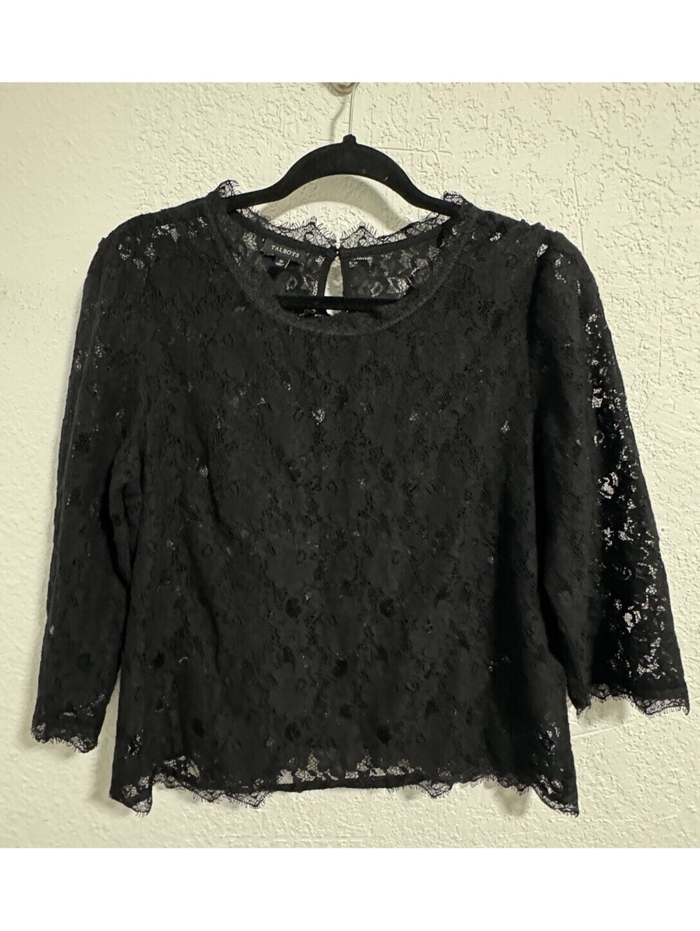 TALBOTS WOMENS VINTAGE  SIZE 12 LONG SLEEVE BLACK LACE TOP